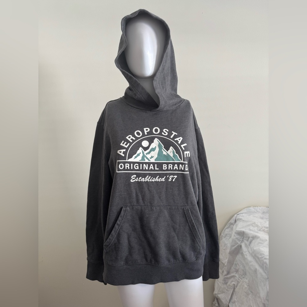 Aeropostale Mountains Pullover Hoodie Original Brand Sweatshirt Gray Mens S